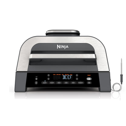 Ninja EG201 Foodi 6-in-1 Indoor Grill with Air Fry, Roast, Bake, Broil, & Dehydrate, 2nd Generation, Dishwasher Safe, Black/Silver